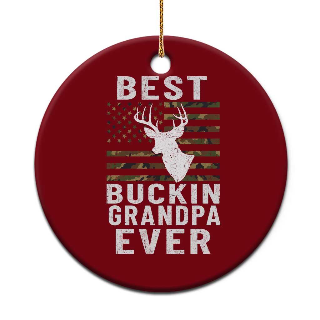 Best Buckin Grandpa Ever Hunter Camouflage Camo Fathers Day Ceramic Ornament Whitetail Buck Deer