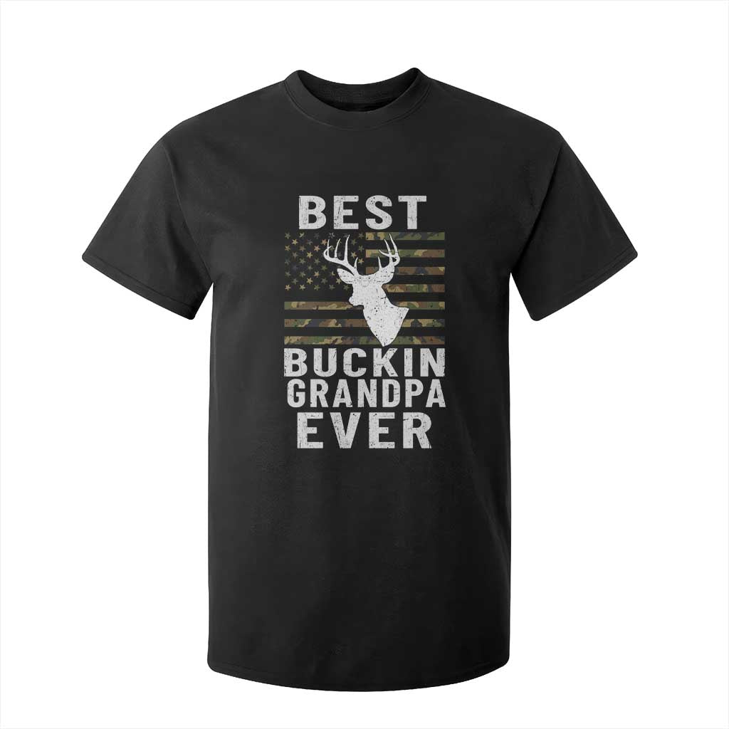 Best Buckin Grandpa Ever Hunter Camouflage Camo Fathers Day T Shirt For Kid Whitetail Buck Deer