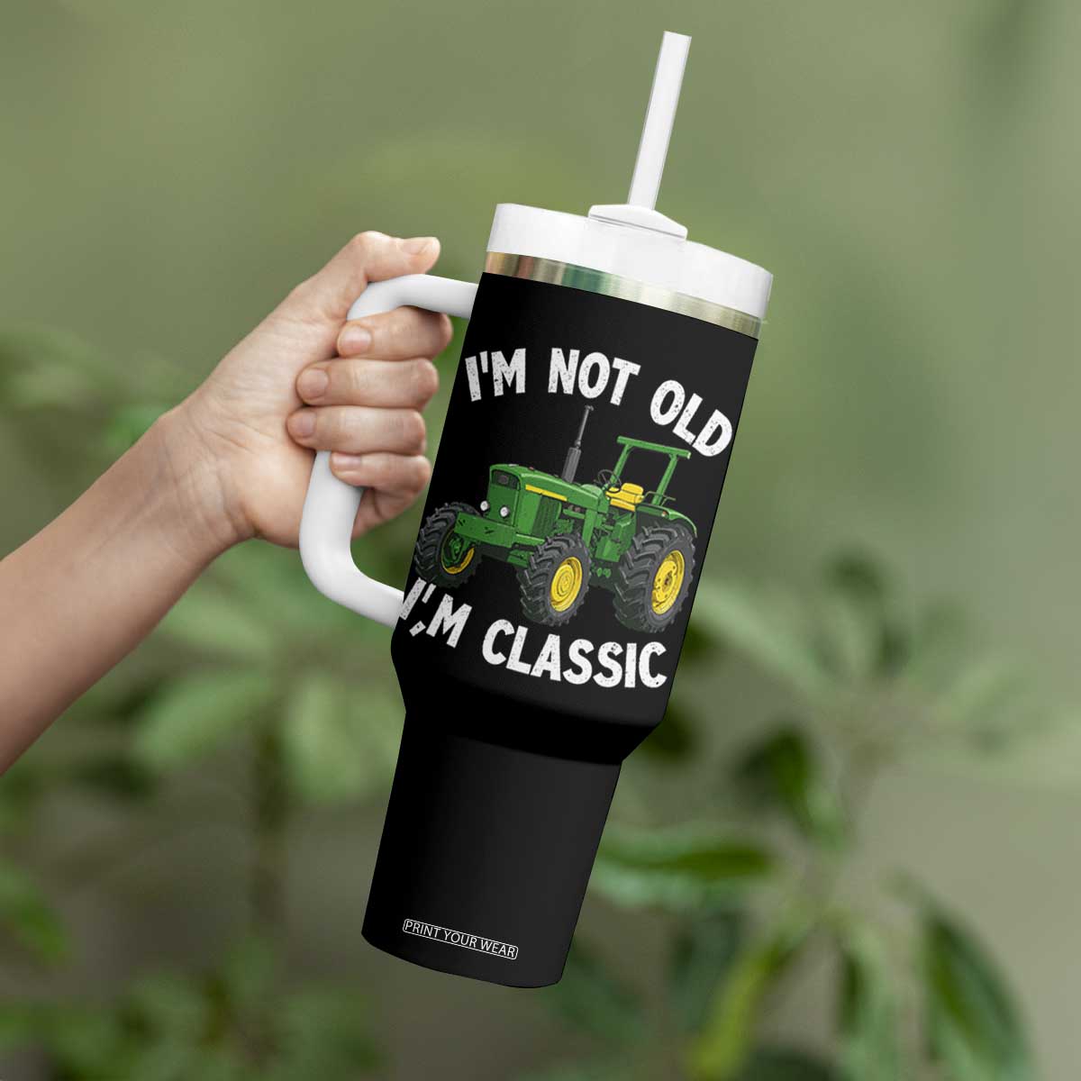 I'm Not Old I'm Classic Tumbler With Handle Vintage 1960s Classic Farm Tractor