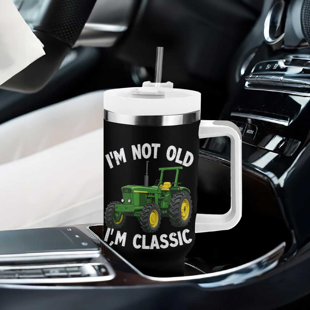 I'm Not Old I'm Classic Tumbler With Handle Vintage 1960s Classic Farm Tractor