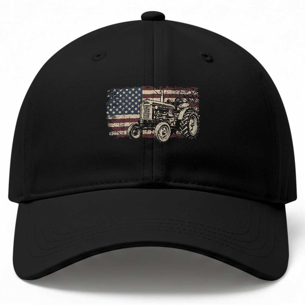Farm Tractor Proud Farmer Classic American Flag Vintage Baseball Cap