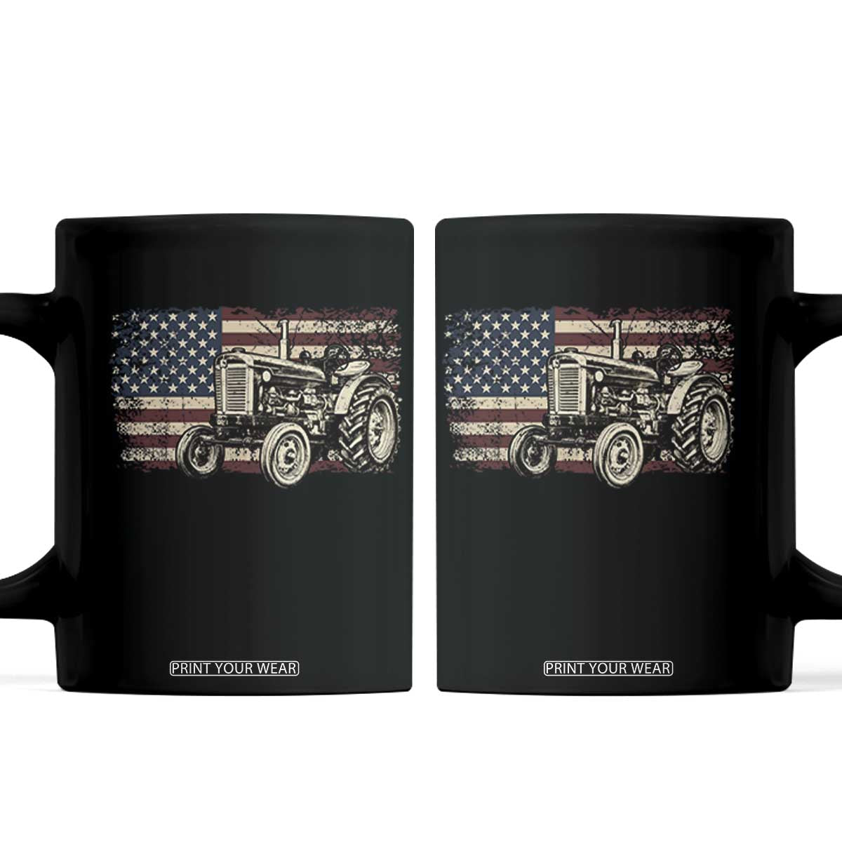 Farm Tractor Proud Farmer Classic American Flag Vintage Coffee Mug
