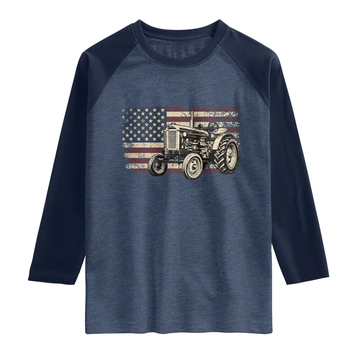 Farm Tractor Proud Farmer Classic American Flag Vintage Raglan Shirt