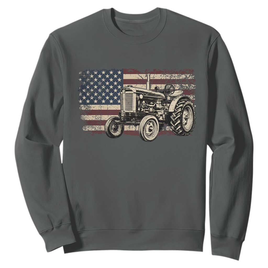 Farm Tractor Proud Farmer Classic American Flag Vintage Sweatshirt