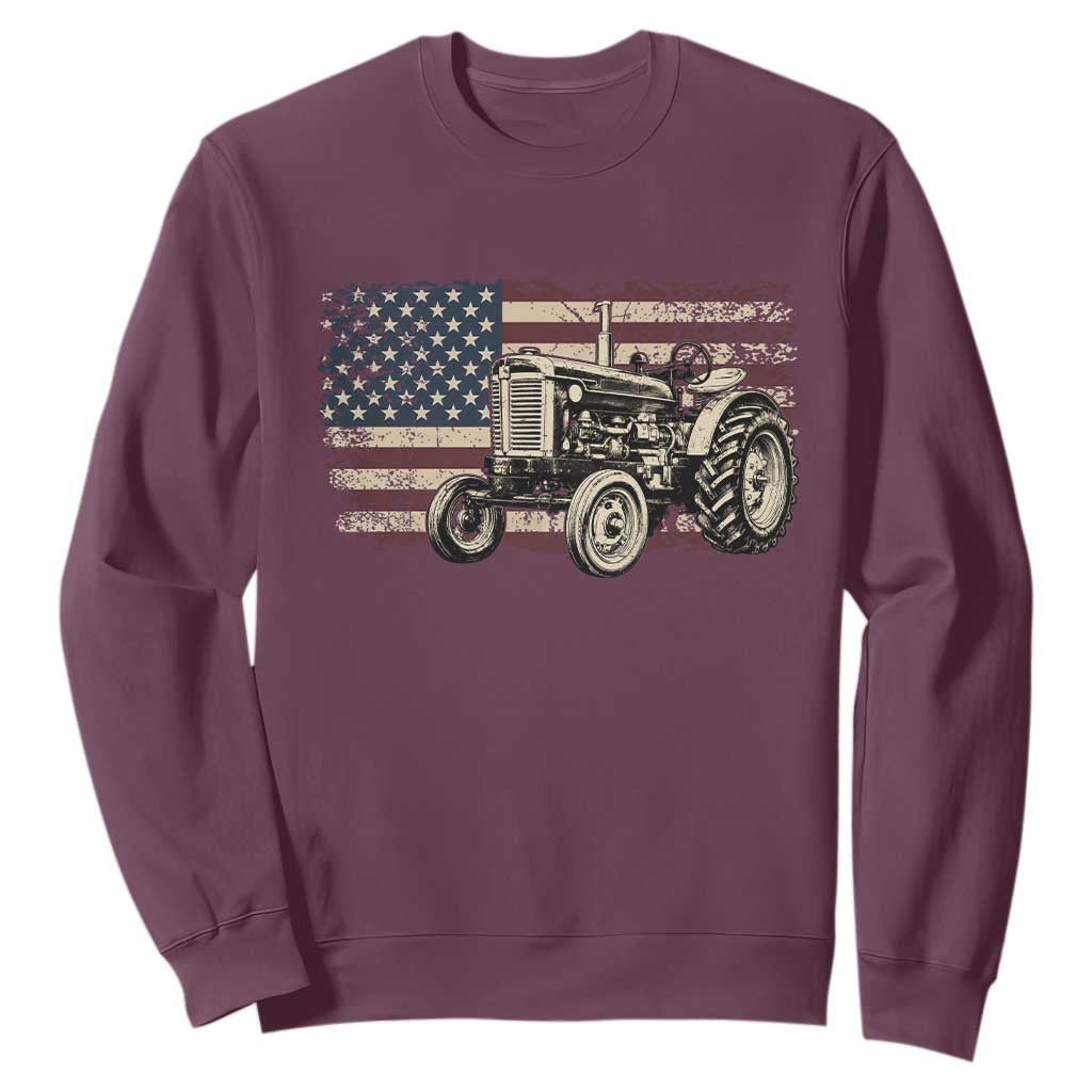 Farm Tractor Proud Farmer Classic American Flag Vintage Sweatshirt