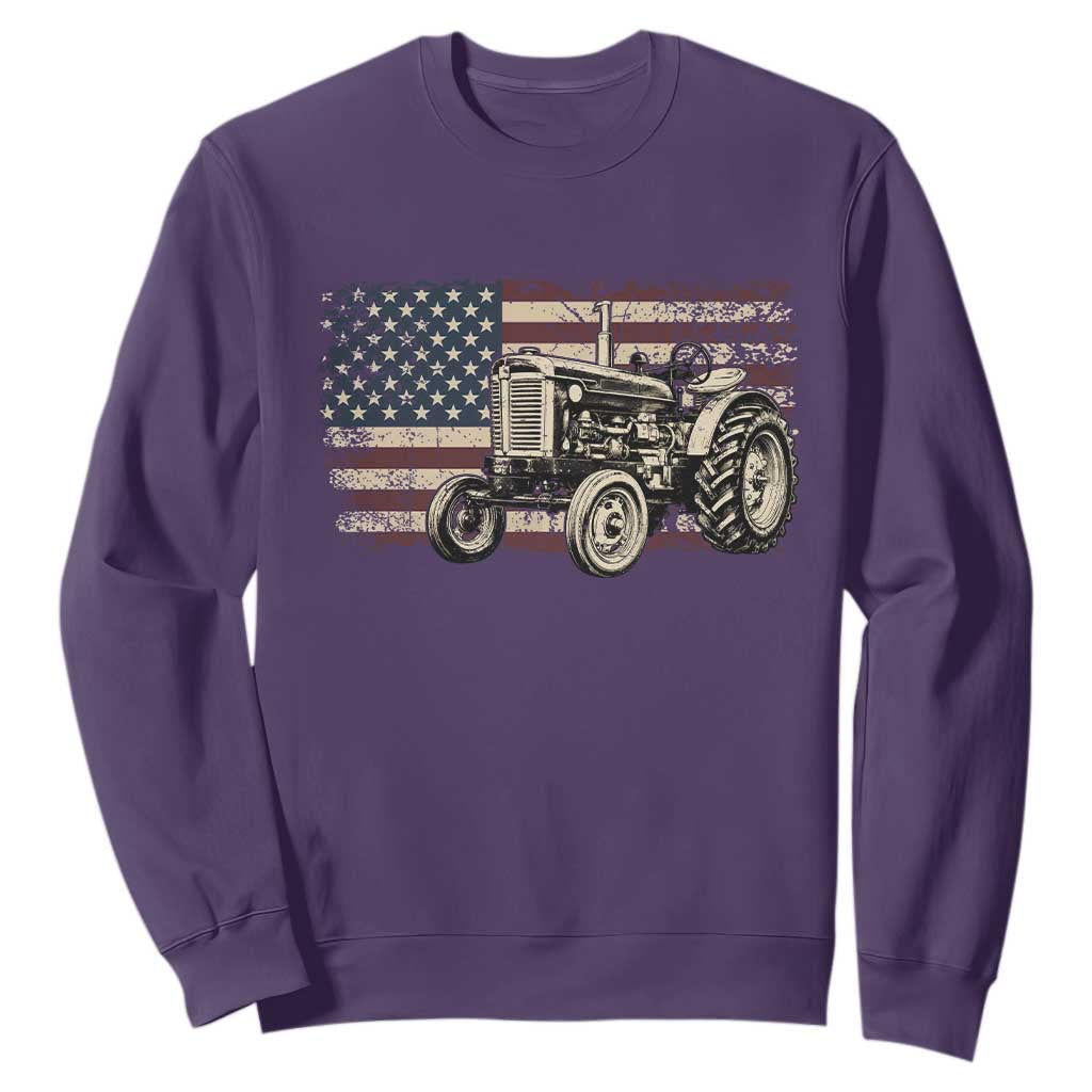 Farm Tractor Proud Farmer Classic American Flag Vintage Sweatshirt