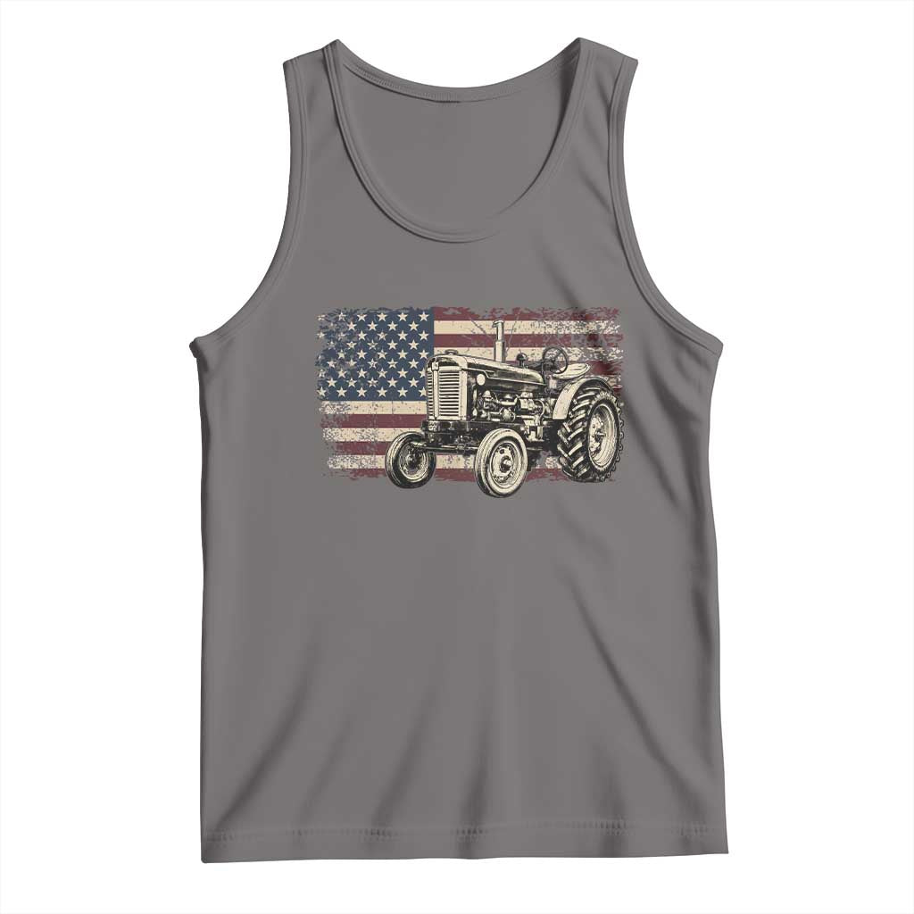 Farm Tractor Proud Farmer Classic American Flag Vintage Tank Top