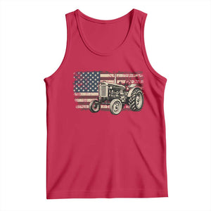Farm Tractor Proud Farmer Classic American Flag Vintage Tank Top