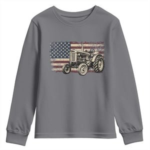 Farm Tractor Proud Farmer Classic American Flag Vintage Youth Sweatshirt