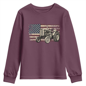 Farm Tractor Proud Farmer Classic American Flag Vintage Youth Sweatshirt