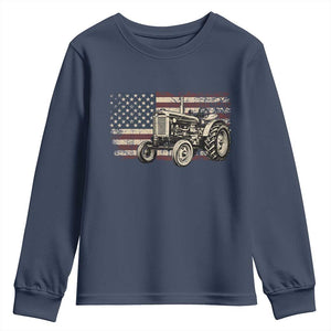 Farm Tractor Proud Farmer Classic American Flag Vintage Youth Sweatshirt