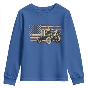 Farm Tractor Proud Farmer Classic American Flag Vintage Youth Sweatshirt