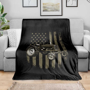 Camo Flag Tractor Vintage Farm Truck Patriotic Farmer Gift Throw Blanket