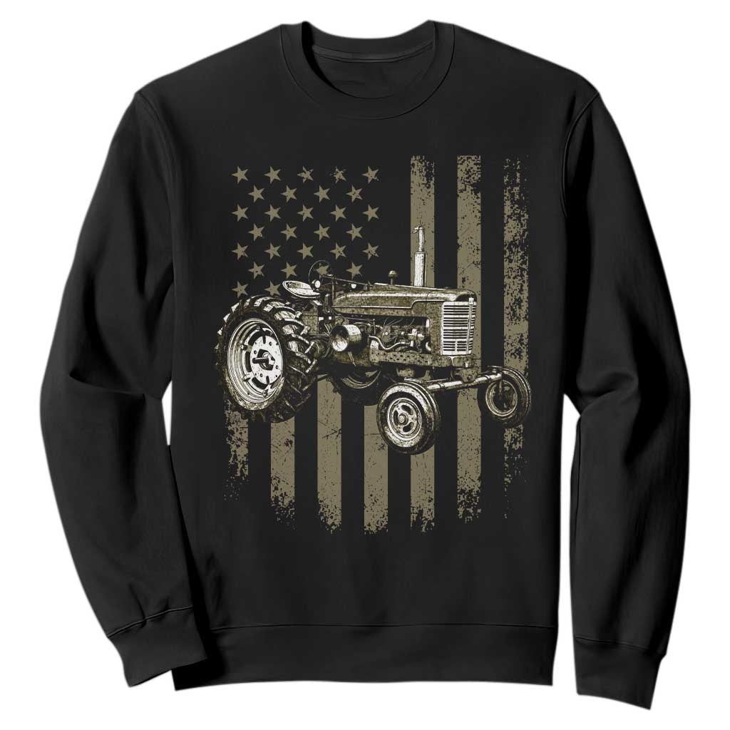 Camo Flag Tractor Vintage Farm Truck Patriotic Farmer Gift Sweatshirt