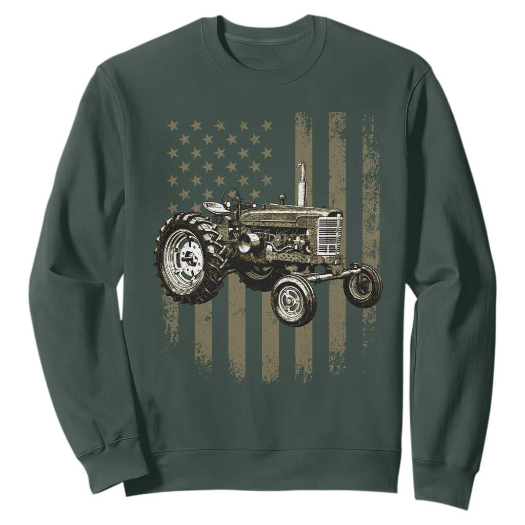 Camo Flag Tractor Vintage Farm Truck Patriotic Farmer Gift Sweatshirt
