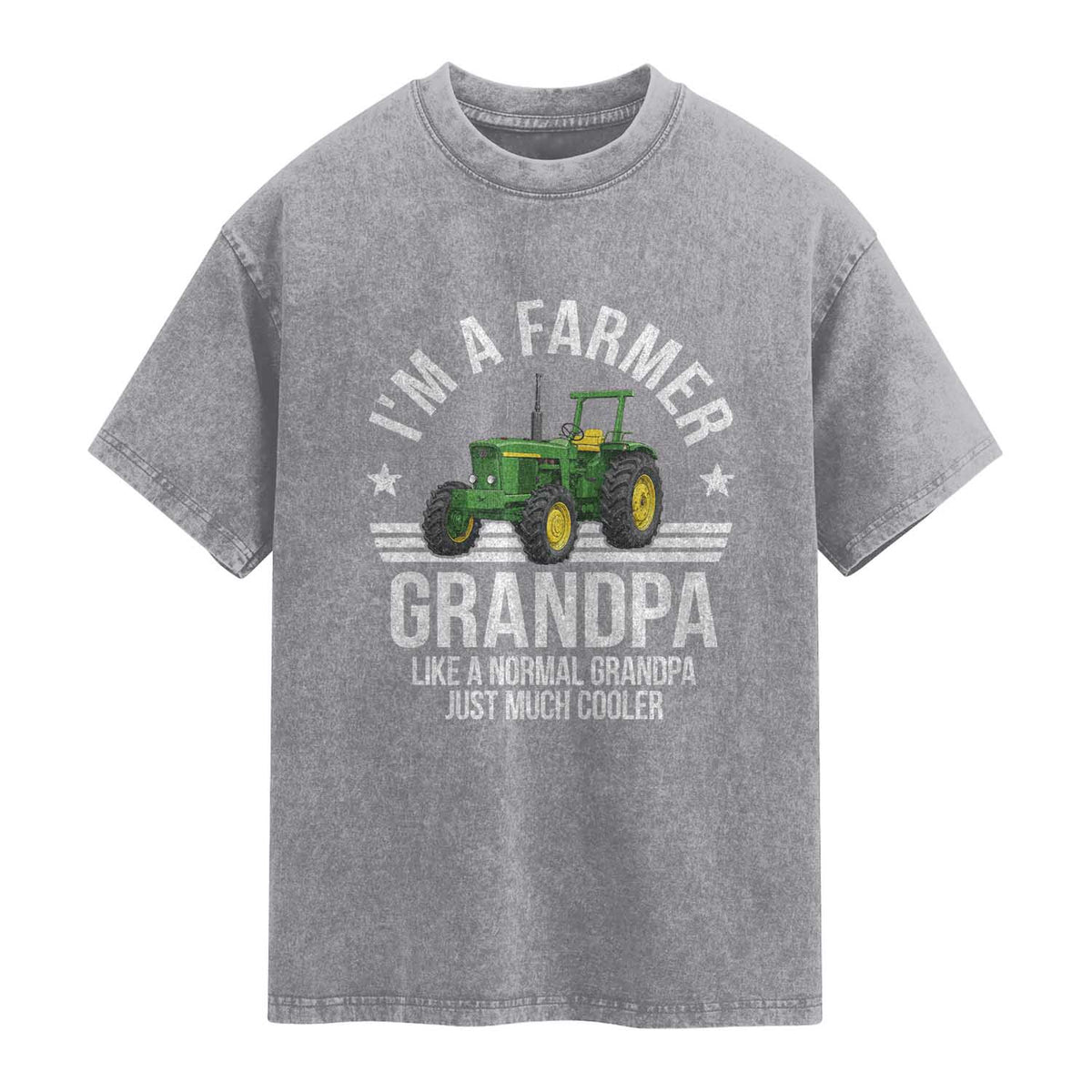 Farmer Grandpa Rancher Classic Farm Tractor Washed Cotton T-Shirt