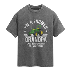 Farmer Grandpa Rancher Classic Farm Tractor Washed Cotton T-Shirt