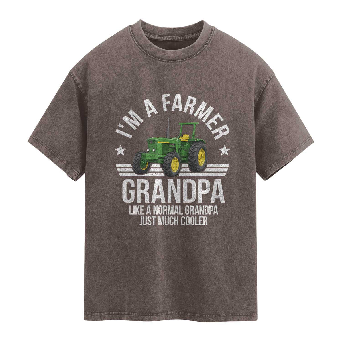 Farmer Grandpa Rancher Classic Farm Tractor Washed Cotton T-Shirt