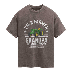 Farmer Grandpa Rancher Classic Farm Tractor Washed Cotton T-Shirt