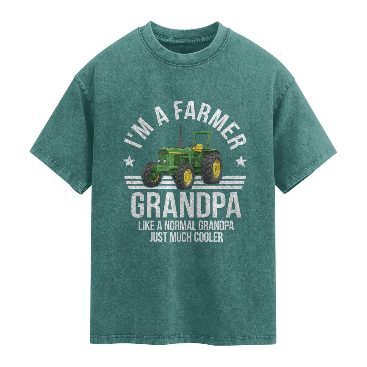 Farmer Grandpa Rancher Classic Farm Tractor Washed Cotton T-Shirt