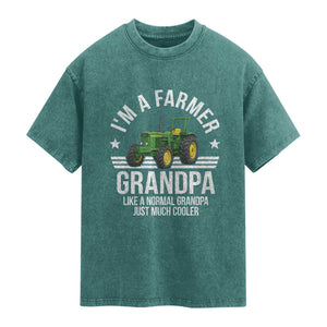 Farmer Grandpa Rancher Classic Farm Tractor Washed Cotton T-Shirt
