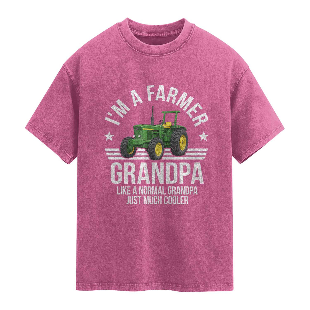 Farmer Grandpa Rancher Classic Farm Tractor Washed Cotton T-Shirt