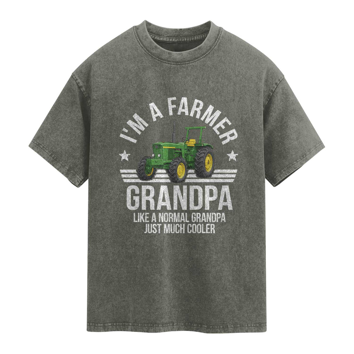 Farmer Grandpa Rancher Classic Farm Tractor Washed Cotton T-Shirt