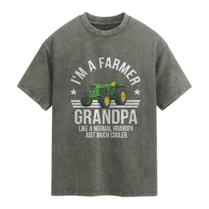 Farmer Grandpa Rancher Classic Farm Tractor Washed Cotton T-Shirt
