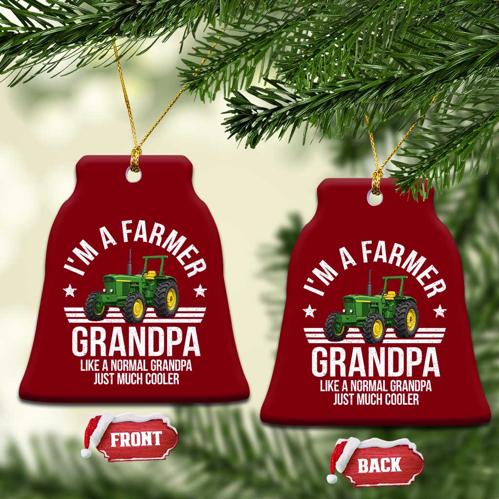 Farmer Grandpa Rancher Classic Farm Tractor Ceramic Ornament