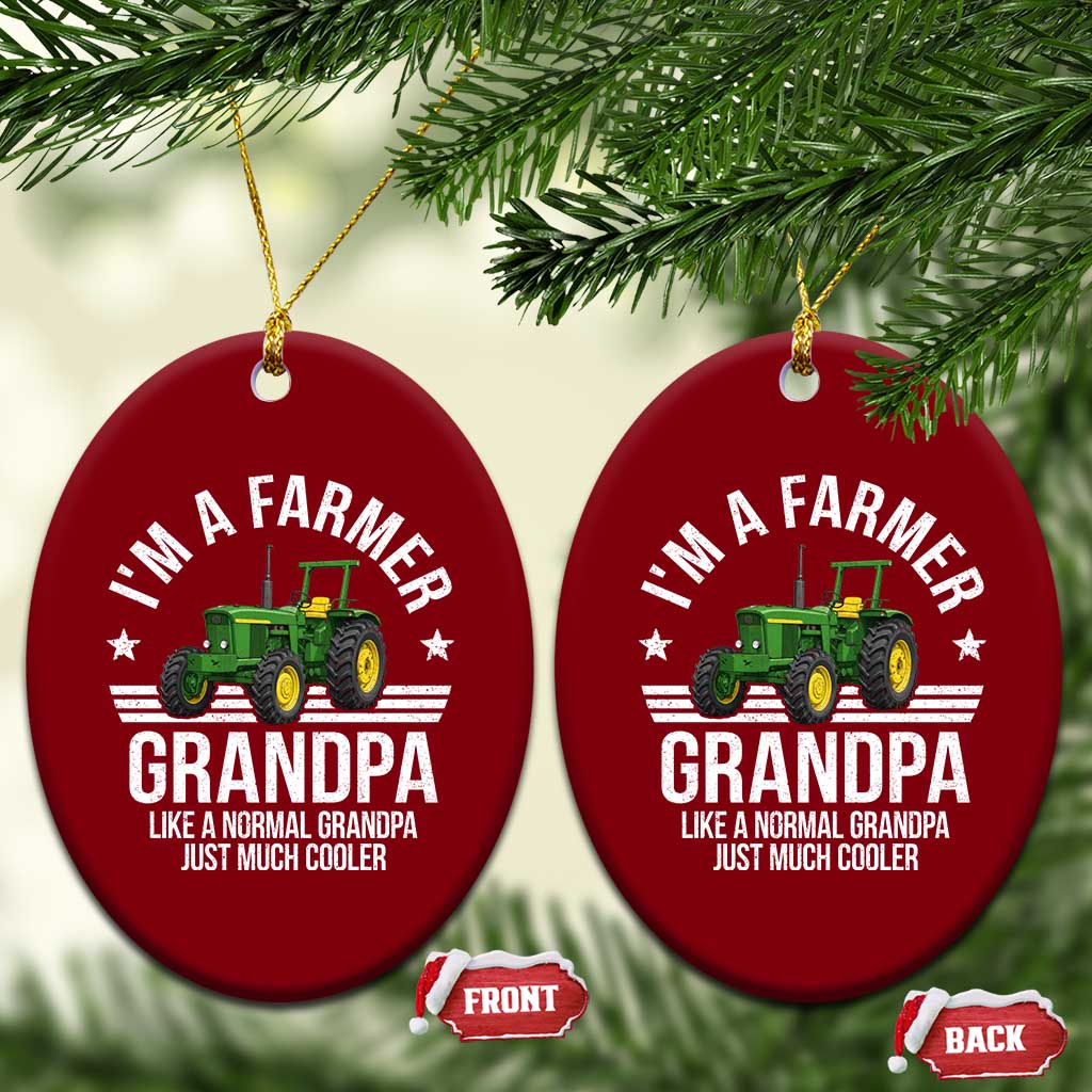 Farmer Grandpa Rancher Classic Farm Tractor Ceramic Ornament