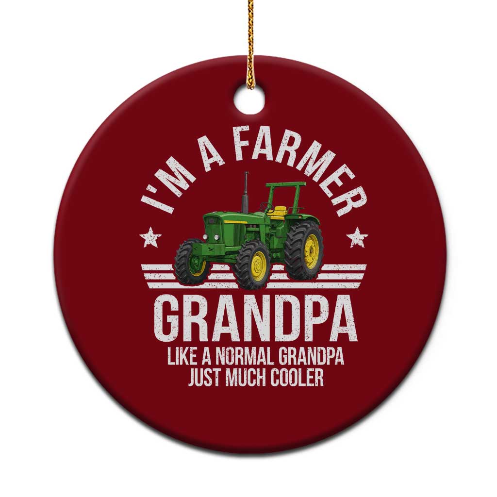Farmer Grandpa Rancher Classic Farm Tractor Ceramic Ornament