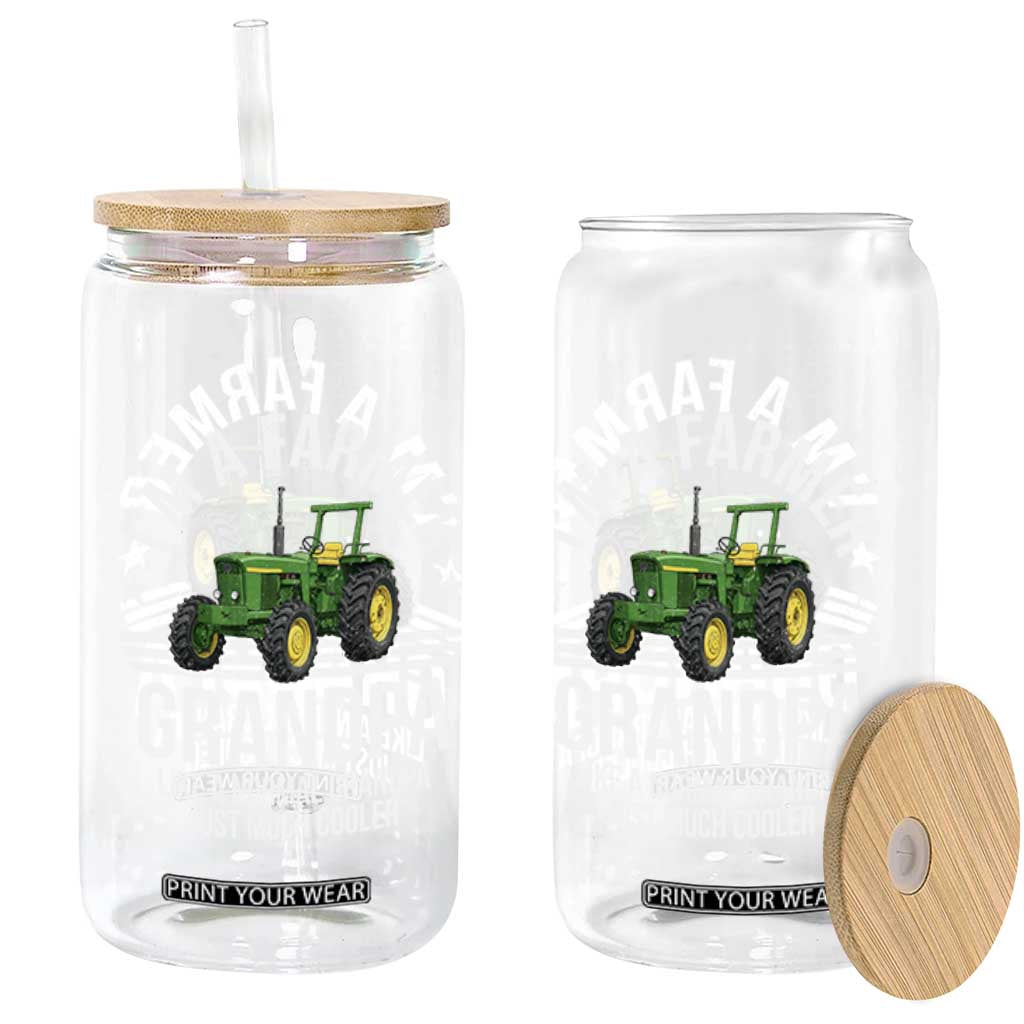 Farmer Grandpa Rancher Classic Farm Tractor Glass Can