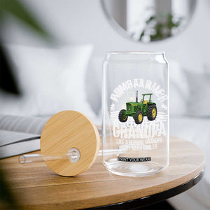 Farmer Grandpa Rancher Classic Farm Tractor Glass Can