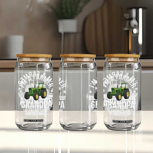 Farmer Grandpa Rancher Classic Farm Tractor Glass Can