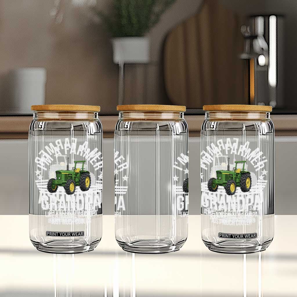 Farmer Grandpa Rancher Classic Farm Tractor Glass Can