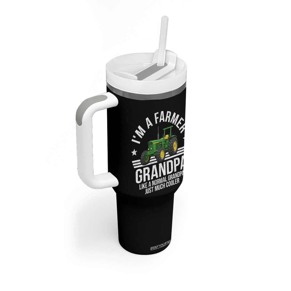 Farmer Grandpa Rancher Classic Farm Tractor Tumbler With Handle