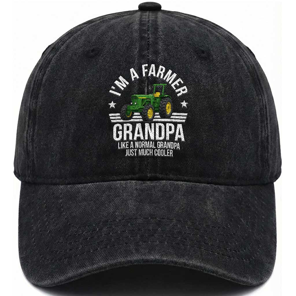 Farmer Grandpa Rancher Classic Farm Tractor Washed Cotton Baseball Cap