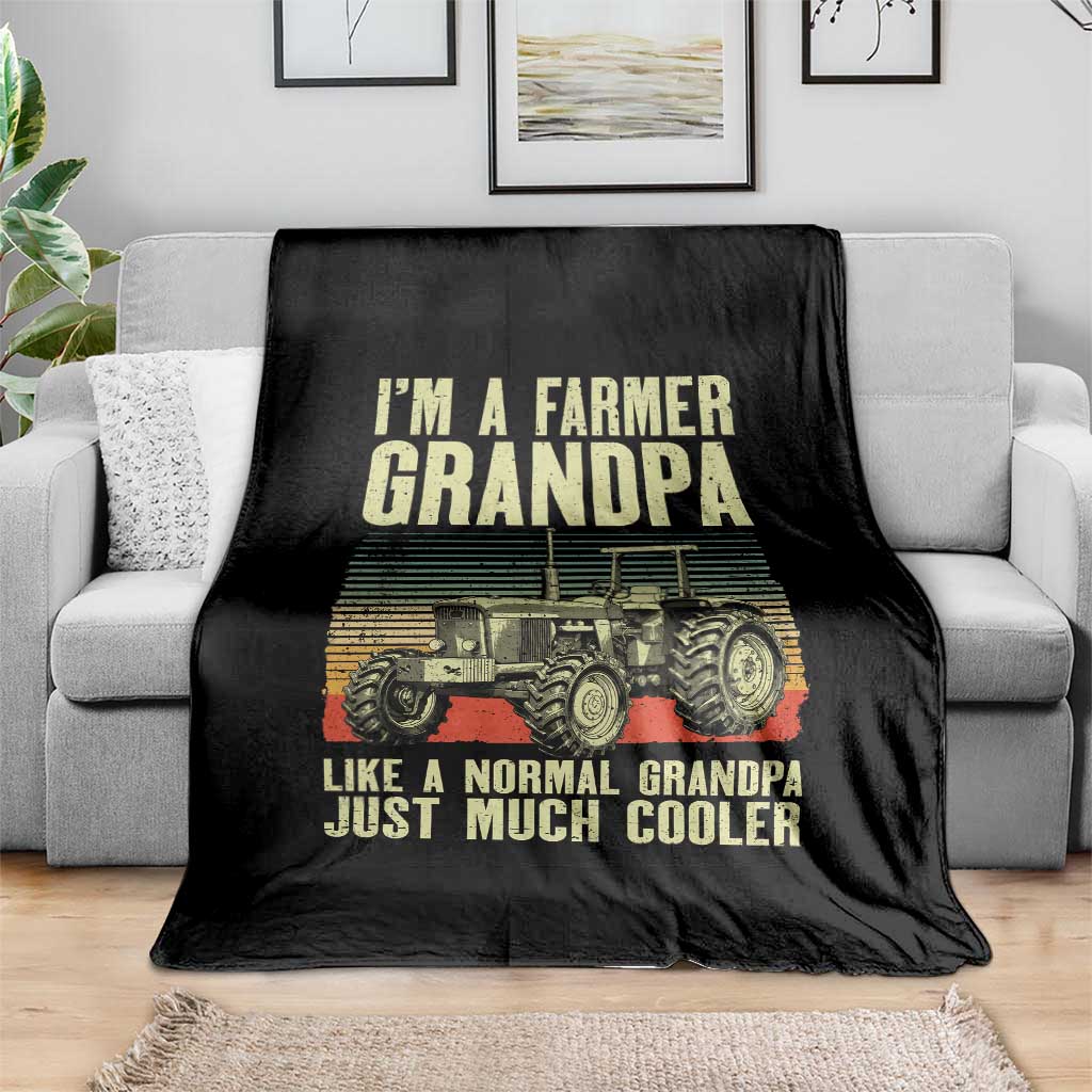 Farmer Grandpa Rancher Throw Blanket Vintage Classic Farm Tractor Sunset