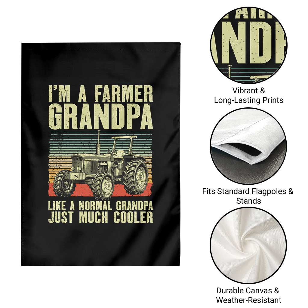 Farmer Grandpa Rancher Garden Flag Vintage Classic Farm Tractor Sunset