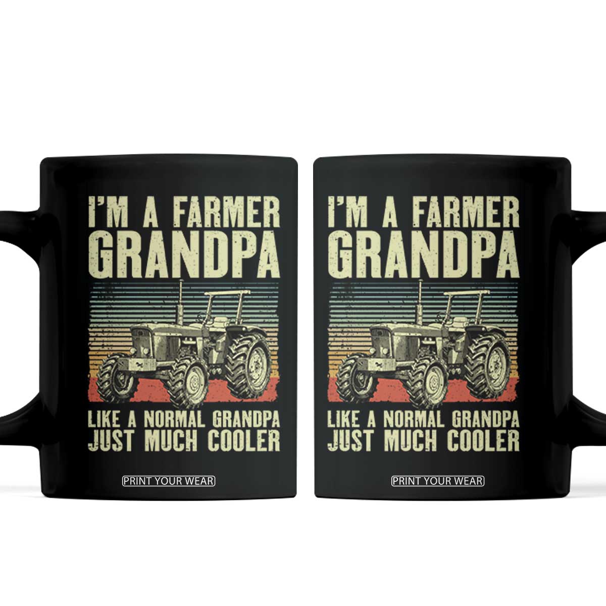 Farmer Grandpa Rancher Coffee Mug Vintage Classic Farm Tractor Sunset