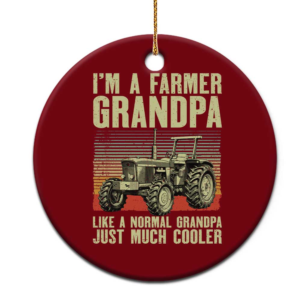 Farmer Grandpa Rancher Ceramic Ornament Vintage Classic Farm Tractor Sunset