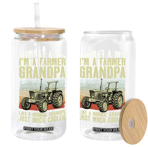 Farmer Grandpa Rancher Glass Can Vintage Classic Farm Tractor Sunset