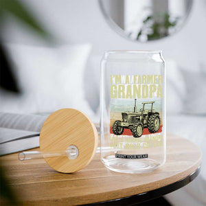 Farmer Grandpa Rancher Glass Can Vintage Classic Farm Tractor Sunset