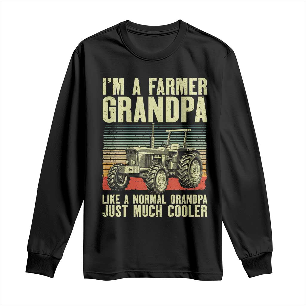 Farmer Grandpa Rancher Long Sleeve Shirt Vintage Classic Farm Tractor Sunset