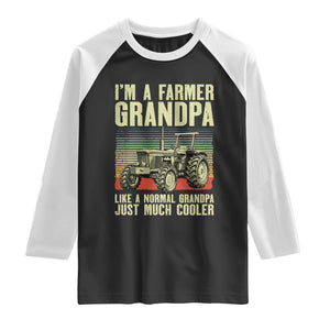 Farmer Grandpa Rancher Raglan Shirt Vintage Classic Farm Tractor Sunset