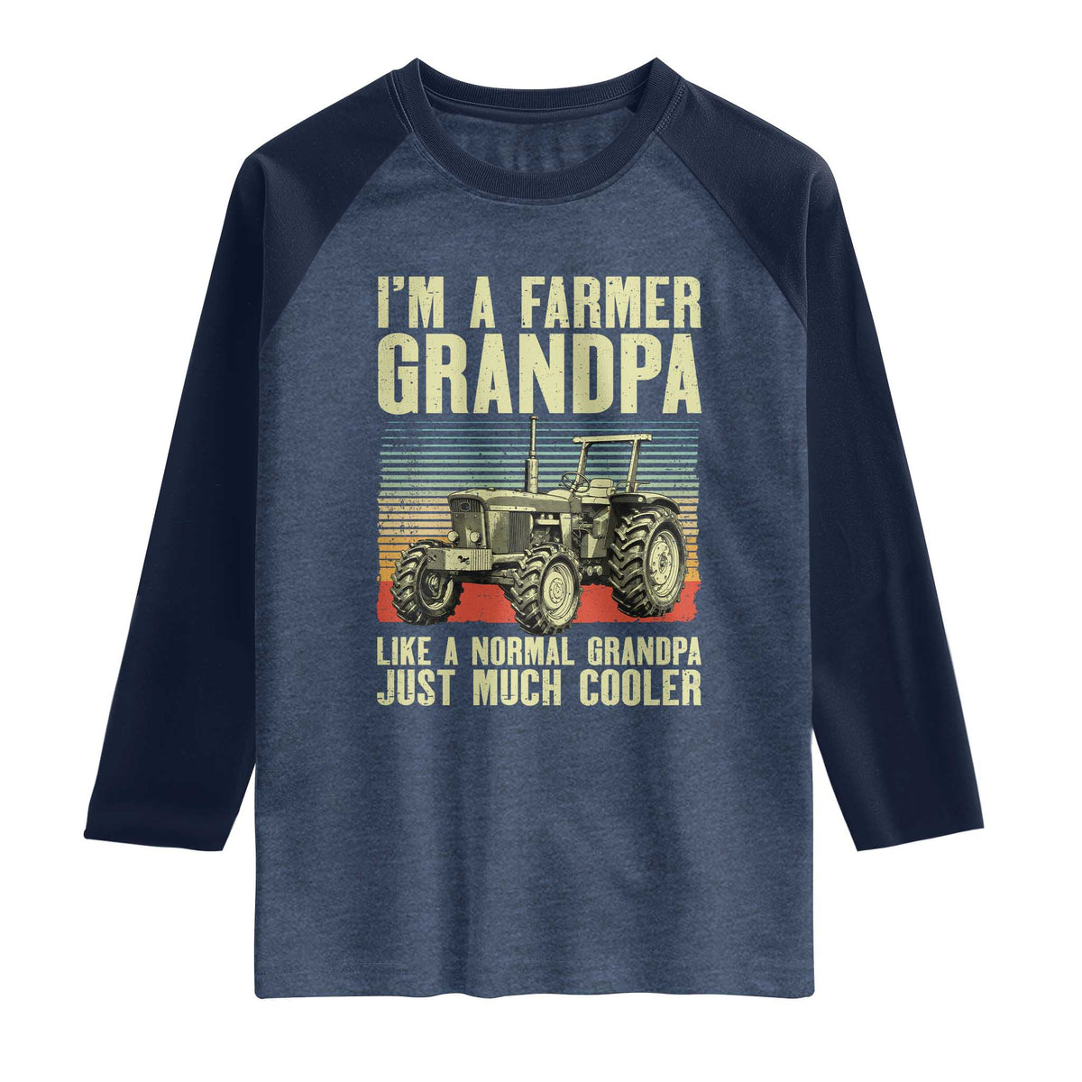 Farmer Grandpa Rancher Raglan Shirt Vintage Classic Farm Tractor Sunset