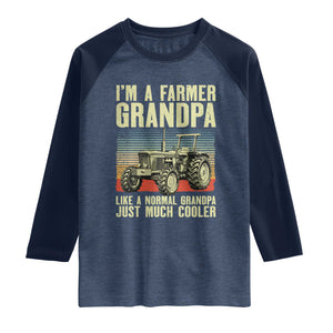 Farmer Grandpa Rancher Raglan Shirt Vintage Classic Farm Tractor Sunset
