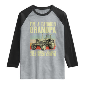 Farmer Grandpa Rancher Raglan Shirt Vintage Classic Farm Tractor Sunset