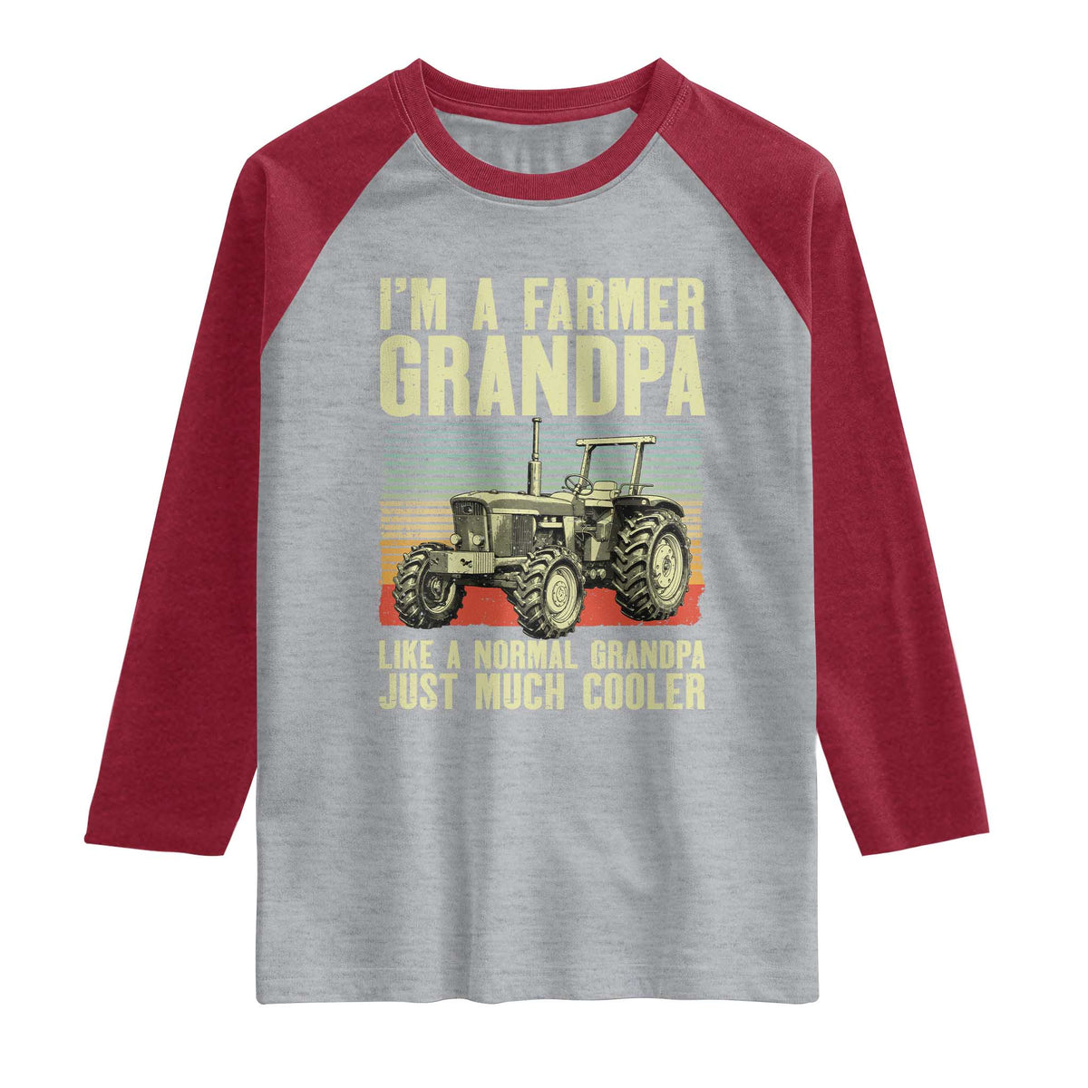 Farmer Grandpa Rancher Raglan Shirt Vintage Classic Farm Tractor Sunset
