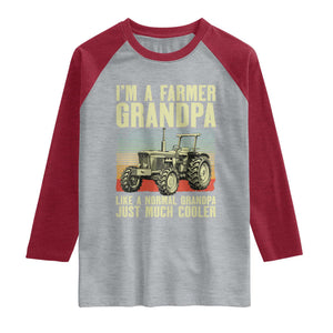 Farmer Grandpa Rancher Raglan Shirt Vintage Classic Farm Tractor Sunset